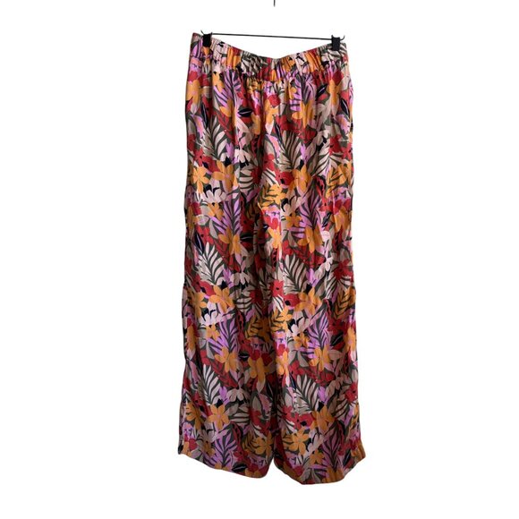 NWOT Loft Pull On Wide Leg Pants Tropical Floral Bloom Size Small - Picture 4 of 7